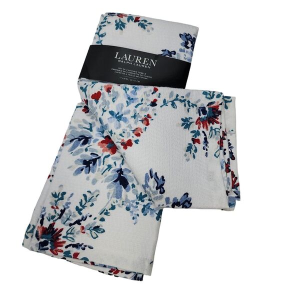 Lauren Ralph Lauren Floral Kitchen Towels‎ Set 2pc Shabby Chic Style - Picture 7 of 7